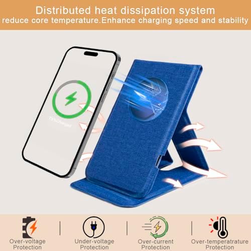 Innovative Foldable Wireless Charger & Phone Holder – 15 W Fast Charging Stand for i Phone 15/14/13/12 Pro/XS/8 Plus & Galaxy S23/S22/S21/Note 20 – Sleek Blue Design for Ultimate Portability and Style