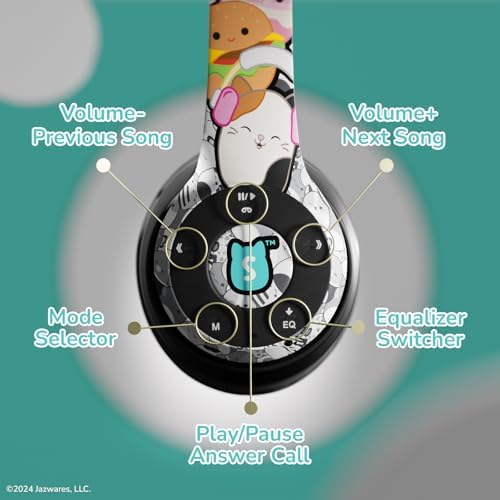 Squishmallows Bluetooth Over-Ear Headphones – Wireless Comfort and Enhanced Audio for All Ages, Portable Foldable Design Perfect for Squishmallows Enthusiasts, Ideal Gift for Music Lovers with Superior Sound Isolation and Seamless Device Pairing
