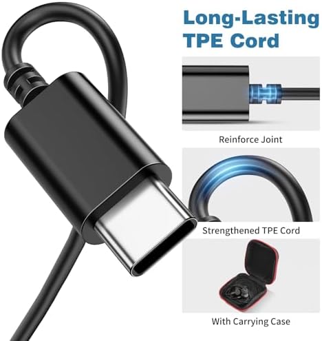 COOYA Premium USB C Wired Earbuds: Superior Noise-Canceling In-Ear Headphones with Magnetic Bass & Built-In Mic – Compatible with i Phone 16, Samsung Galaxy S25 Ultra, Google Pixel Devices – Exceptional Comfort for Music, Gaming, and Calls