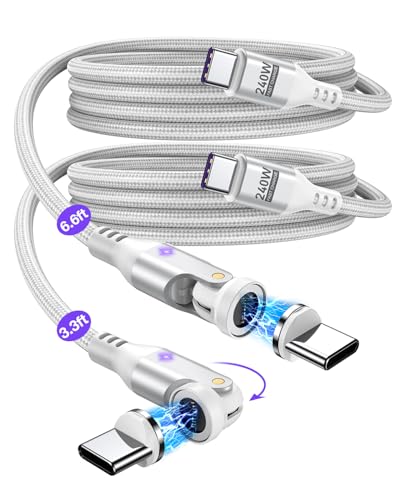 A.S Gen3 240 W USB C Magnetic Charging Cable – Fast Data Transfer & Enhanced Compatibility for i Phone 15, Mac Book, and i Pad | 3.3 ft & 6 ft Lengths | 360°/180° Rotating Magnetic Connector for Effortless Alignment and Durability