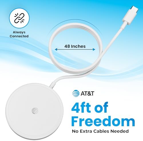 AT&T Professional Series 15 W Magnetic Wireless Charging Pad – Qi-Certified Fast Charging Solution for Universal Device Compatibility, Premium Design for Home and Office Use, Effortless Power Management
