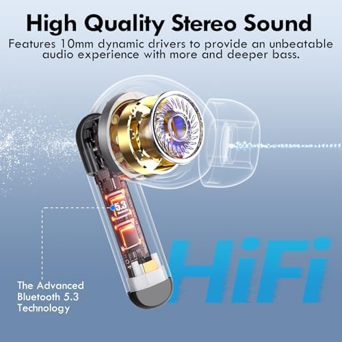 Kurdene Bluetooth 5.3 Wireless Earbuds – Stylish Pink Deep Bass Earphones with 48-Hour Playtime, Sweatproof Design for Active Lifestyles, Crystal-Clear Call Quality, and Ultra-Lightweight Comfort for On-the-Go Audio Excellence