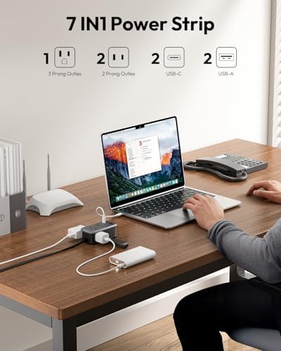 NTONPOWER GAN Ultra 65 W USB Fast Charging Station – Versatile 7-in-1 Travel Power Strip with 3 AC Outlets & 4 USB Ports (2 USB-C) – Compact 4 ft Extension Cord for Seamless Connectivity – Ideal Cruise Essential for Mac Book & i Phone – Rapid Charging & Surge Protection Included