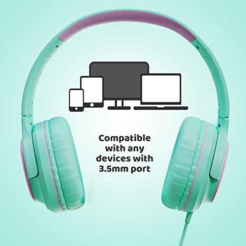 Safe & Stylish INFURTURE Kids Wired Headphones with Microphone – 94 d B Volume Limiting for Hearing Protection – Lightweight On-Ear Design Perfect for School, Travel & Home – Compatible with Tablets, Smartphones, PCs, and Kindles – Ideal Audio Experience for Boys and Girls