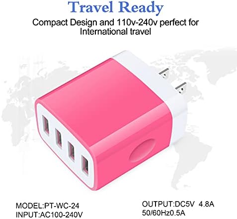 Ultra-Fast Multi-Port USB Charger for i Phone 16 & Samsung Galaxy – 4.8 A Power Adapter Wall Plug for Rapid Device Charging – Compact Cube Design with Enhanced Safety Features for Home & Travel Use