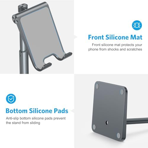 Cell Phone Stand, OMOTON Adjustable Angle Height Desk Phone Dock Holder for iPhone SE 2/11 / 11 Pro/XS Max/XR, Samsung Galaxy S20 / S10 / S9 / S8 and Other Phones (3.5-7.0-Inch), Rose Gold – Enhanced Compatibility and Speed