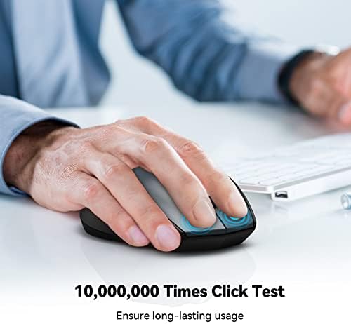 TECKNET Bluetooth Wireless Mouse – Ergonomic 4800 DPI Precision with 6 Adjustable Settings, Long-Lasting 2-Year Battery, and 6 Functional Buttons for Laptops & Windows – Sleek Grey Design for Enhanced Comfort and Productivity