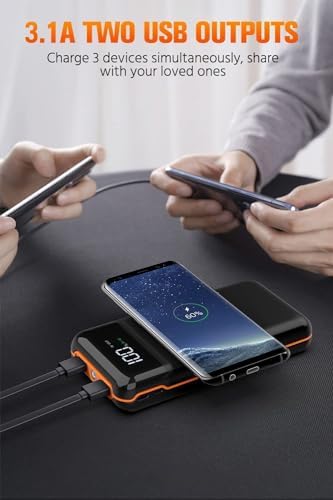 High-Capacity 40,000 m Ah Portable Power Bank with Fast Charging, Built-In Cables & 10 W Wireless Charging – Sleek Orange Design for Ultimate Device Compatibility and On-the-Go Convenience