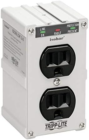 Tripp Lite Isobar ISOBLOK2-0 Industrial Heavy Duty Outlet Extender – Rugged Surge Protector Power Strip with 2 Grounded Outlets, Direct Plug-in Metal Design for Workshop & Garage Use – EMI/RFI Noise Filtering for Enhanced Equipment Safety and Efficiency