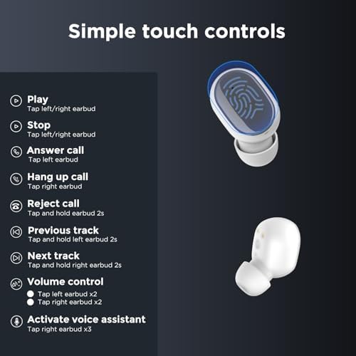 HTC True Wireless Earbuds 2 – Bluetooth 5.1 Technology, 32-Hour Playtime, Sweatproof Design, USB-C Charging Case, Built-in Microphone, Touch Control – Premium Sound Experience in Sleek White
