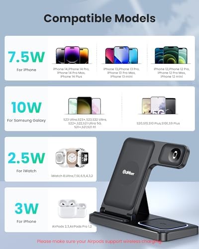 Revolutionary DUMTERR 3-in-1 Fast Wireless Charging Station for i Phone 16/15/14/13/12, Apple Watch Series 10, and Air Pods 4 – Sleek Docking Solution for Effortless Desk and Nightstand Organization, Superior Safety Features, and Rapid Charging Efficiency for All Your Apple Devices