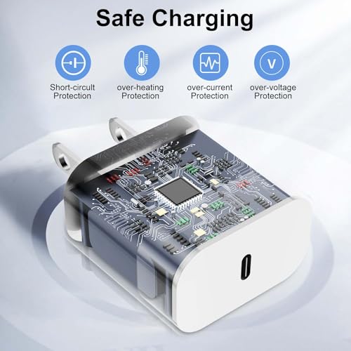 Ultra-Compact 20 W PD USB C Fast Charging Duo: Dual Wall Charger Set with High-Speed Cables for i Phone 16/15 & i Pad Compatibility – Streamlined Portability, Enhanced Safety Features, and Rapid Power Delivery for Everyday Use