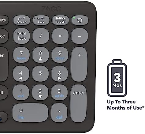 Transform Your Typing Experience with the ZAGG Pro Keyboard 12 – Compact Wireless Charging Multi-Device Keyboard for Windows, mac OS, Android & More – Ergonomically Designed for Comfort & Productivity – Effortless Device Switching for Modern Multitaskers