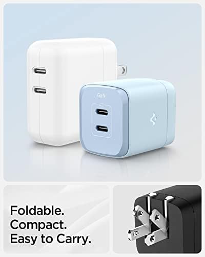 Experience Unmatched Charging Efficiency with Spigen Ga N III 452 45 W Dual USB-C Wall Charger – Portable Fast Charging Adapter for i Phone, Samsung Galaxy, and Pixel Devices – Compact Foldable Design for Ultimate Convenience