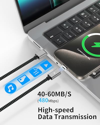 ZBF 100 W USB-C Magnetic Charging Cable – High-Speed 5 A Power Delivery & 480 Mbps Data Transfer | Versatile 5 ft & 6.6 ft Lengths | Effortless Magnetic Connection for i Phone 16/15/14/13 Pro Max, Mac Book Pro, i Pad, Galaxy S22 | Durable Design for Ultimate Convenience and Seamless Charging Experience