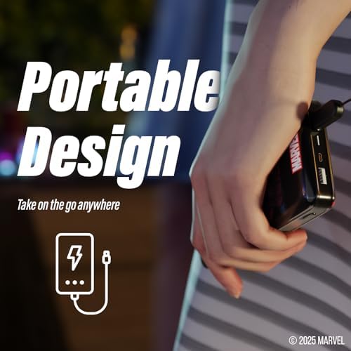 Marvel Deadpool 10,000 m Ah Power Bank – Stylish Portable Charger for All Devices, Quick USB Charging for Marvel Fans – Perfect Gift for Men, Women, and Teens Who Love Deadpool – Ultimate Convenience with Enhanced Compatibility and Speed