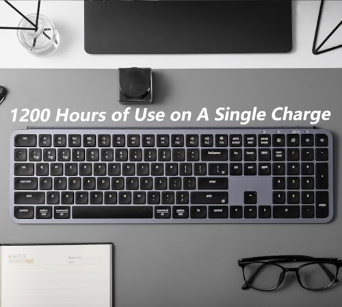 Keychron B6 Pro Ultra-Slim Wireless Keyboard – Triple-Mode Connectivity with Bluetooth 5.2, Lightweight Quiet Keys, Full Numeric Keypad for Enhanced Productivity on Mac & Windows – Sleek Space Gray Design for Modern Workspaces
