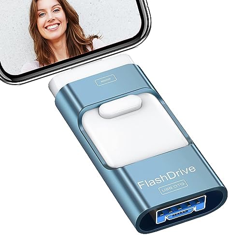 256 GB Thumb Drive for Phones and Tablets – High-Speed USB Flash Drive with Enhanced Compatibility for Android, i Pad, i Phone & PC – Durable, Portable Photo Stick for Effortless File Transfers and Data Storage (Blue)