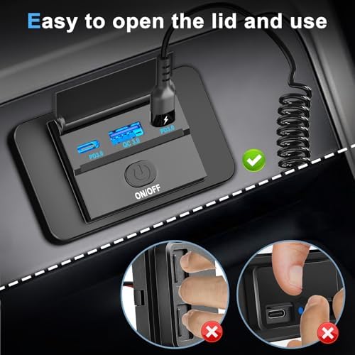 Dual 90 W 12 V USB Outlet Charger Panel – Ouffun Fast Charging Solution for Cars, RVs, and Trucks with Dual 36 W PD & QC3.0 Technology and 2 x 65 W USB C Cables – Seamless Installation for Ultimate Convenience and Compatibility