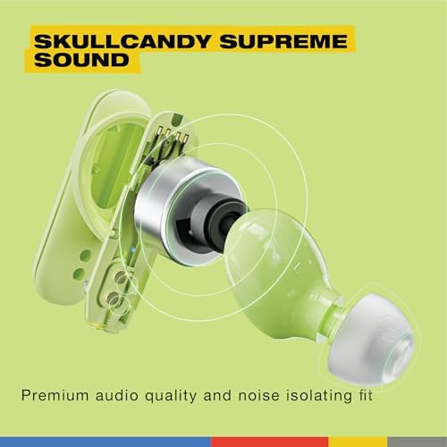 Skullcandy Smokin’ Buds Wireless Earbuds – Premium Bluetooth Headphones with Enhanced Noise Isolation, 20-Hour Playtime, IPX4 Sweat-Resistant Design – Ideal for Fitness Enthusiasts and Seamless Hands-Free Communication on i Phone & Android Devices