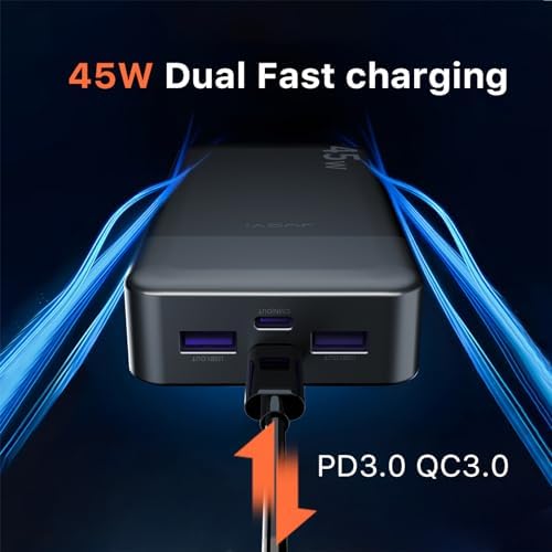 High-Capacity 20000 m Ah Portable Power Bank with 45 W Fast Charging – PD3.0 & QC4.0 Compatible Charger for i Phone 15, Galaxy, Mac Book, and More – Stylish Blue Design with LED Battery Indicator for Ultimate Convenience and Versatility