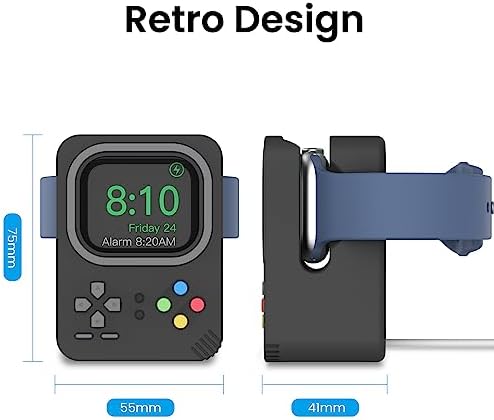 Delidigi Silicone Charging Dock for Apple Watch – High-Speed, Secure and Portable Stand for Ultra, SE2, Series 8-1 (49 mm-38 mm) – Stylish Dark Grey Design Ensuring Stability and Effortless Charging Convenience