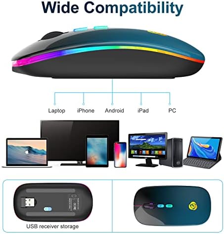 Upgrade Your Workflow with the CC Store LED Wireless Mouse – Dual Connection Modes (Bluetooth & 2.4 GHz), Ultra-Silent Rechargeable Design, Adjustable DPI Settings for Precision, Ergonomic Slim Profile, USB-C Adapter Included – Perfect for Laptops, Mac Books, PCs, Tablets, and i Pads (Black-Red)
