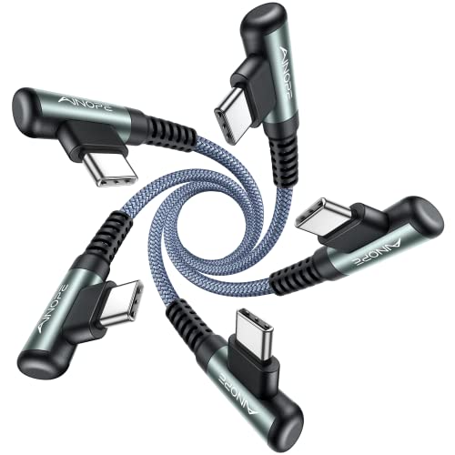 AINOPE Right Angle USB C Cable – 2-Pack (10 ft + 10 ft) Fast Charging 3.1 A Nylon Braided Charger for Enhanced Device Compatibility, Ideal for Gaming and Multitasking, Durable Black Design