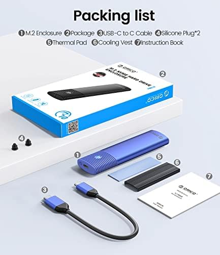 Ultra-Fast ORICO Aluminum M.2 NVMe SSD Enclosure – Tool-Free 10 Gbps USB-C Adapter for 2230/2242/2260/2280 PCIe M-Key SSDs – Thunderbolt 3 Compatible External SSD Case with Enhanced Heat Dissipation and 4 TB Support for Optimal Data Management and Storage Solutions