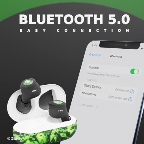 Disney Nightmare Before Christmas Wireless Glow-in-the-Dark TWS Earbuds – Bluetooth 5.0 Headset with Built-in Mic, IPX8 Waterproof Protection, and Portable Charging Case for Ultimate Audio Enjoyment – Unleash Jack and Sally’s Magical Soundscape Anytime, Anywhere