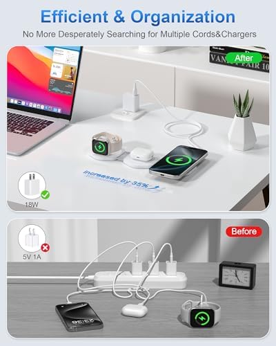 Ultimate 3-in-1 Magnetic Wireless Charging Station for Apple Devices – Foldable Travel Charger for i Phone 16/15/14/13/12 Pro Max, Apple Watch & Air Pods – Fast, Efficient, and Stylish Power Solution for On-the-Go Charging