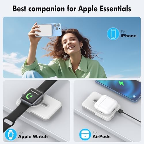 3-in-1 Magnetic Wireless Portable Charger – 10000 m Ah Power Bank with Fast 22.5 W Charging for i Phone 15/14/13/12, Apple Watch, and Air Pods – LED Display, Sleek & Lightweight Design for Ultimate On-the-Go Convenience and Enhanced Compatibility