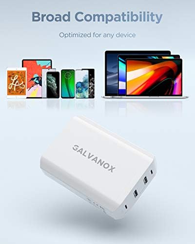 Galvanox 90 W Multi-Port Fast Charger | 4-Port Desktop USB Power Hub with Dual USB-C & USB-A Ports | Rapid Charging Station for i Phone, i Pad, Mac Book, Nintendo Switch & Galaxy Devices | Enhanced Power Delivery Technology for Efficient, Simultaneous Device Charging