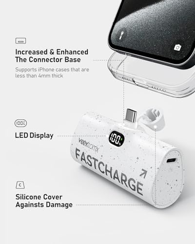 Ultra-Compact VEEKTOMX 5000 m Ah USB-C Power Bank – Lightweight 20 W Fast Charger for On-the-Go Device Power, Ideal Mini Travel Battery Pack for i Phone 16/15 & Samsung S23, Enhanced Portability and Versatile Compatibility for Busy Lifestyles
