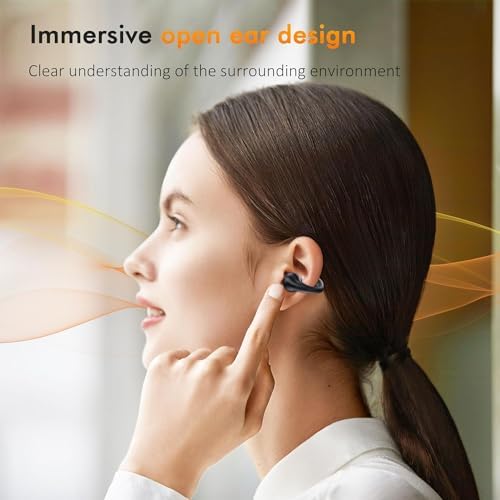 Revolutionize Your Listening with Waterproof Open Ear Clip Bluetooth Earbuds – 36-Hour Extended Playtime, Enhanced Noise-Cancelling Microphone for Clear Calls, Ideal for Music and Podcasts – Ergonomically Designed for Ultimate Comfort and Universal Device Compatibility