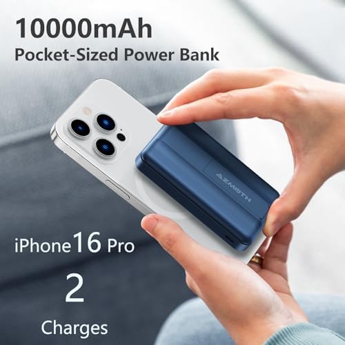 Azmuth Slim Magnetic Power Bank – 10,000 m Ah Wireless Charger with 22.5 W Fast Charging & Digital Display, Perfect for Mag Safe i Phone 16/15/14/13/12 Series – Lightweight, Portable Battery Pack for Seamless Charging on the Go