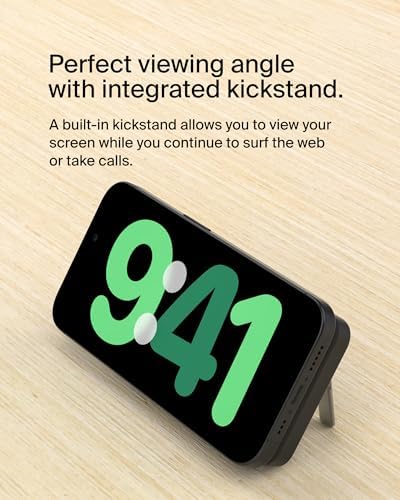 Belkin 5000 m Ah Wireless Power Bank with Qi2 Technology – Mag Safe-Compatible Portable Charger Featuring Built-in Kickstand for i Phone 16, 15, 14, 13, Plus, Pro, Pro Max – Sleek White Design for Seamless Charging on the Go – Optimal Speed & Versatile Compatibility