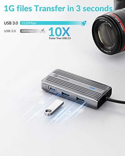 Maximize Your Productivity with the PHIXERO 8-in-1 USB C Adapter: High-Speed 5 Gbps USB 3.0 Hub, 4 K@60 Hz HDMI Output, 1 Gbps Ethernet, 100 W PD Charging, SD/TF Card Reader – Perfect for Mac Book Pro, Air, Surface & More in Sleek Gray Design