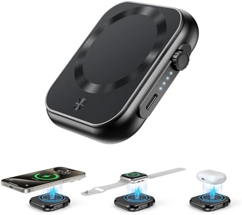 Ultimate 3-in-1 Magnetic Power Bank – 5000 m Ah Wireless Charger for i Phone 16/15/14/13/12, Apple Watch & Air Pods – 22.5 W Fast Charging, Lightweight Portable Battery Pack with LED Status Indicators – Enhanced Compatibility for On-the-Go Power Solutions