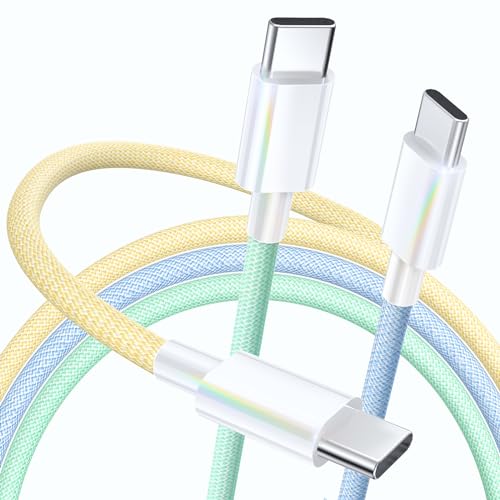 Premium 3-Pack USB C to USB C Charging Cables – 6.6 ft, 60 W Fast Charging & Robust Nylon Braiding for i Phone 15 Pro Max, i Pad, Samsung S23, and More – Versatile Data Transfer Up to 480 Mbps, Essential for Home, Office, and Travel Needs