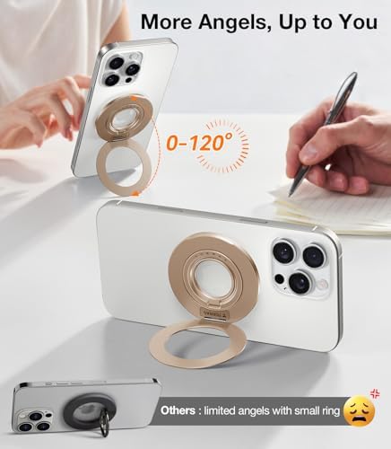Elevate Your Mobile Experience with TORRAS 2025 Upgrade Dual-Ring Mag Safe Phone Grip Holder in Desert Titanium Gold – Ultimate Compatibility for i Phone 16/15/14/13/12/11, Samsung & Google Devices, Innovative Magnetic Kickstand for Effortless Hands-Free Viewing and Enhanced Stability