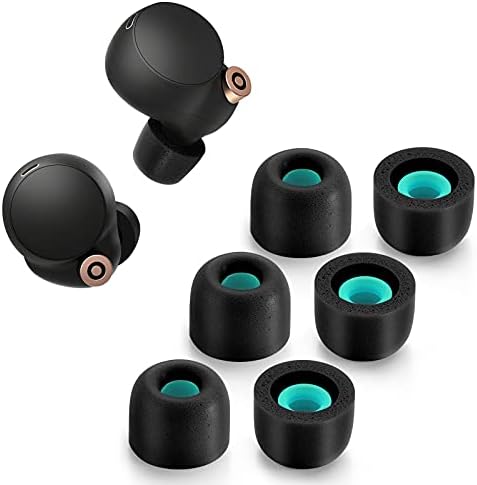 Premium Memory Foam Ear Tips for Sony WF-1000 XM4 & WF-1000 XM3 – Anti-Slip Replacement Tips for Optimal Comfort and Noise Isolation, Fits Charging Case, 3 Pairs (Medium, Black) – Elevate Your Audio Experience with Enhanced Stability and Sound Quality