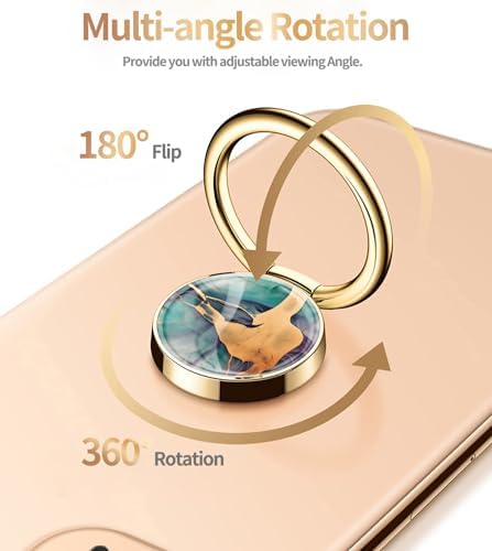 Blue Butterfly Marble Pattern Cell Phone Ring Stand – 360° Rotating Finger Holder for Secure Grip and Versatile Kickstand, Compatible with All Smartphones Including i Phone and Samsung Galaxy, Perfect for Magnetic Car Mounts