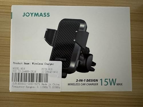Effortless On-the-Go Power: JOYMASS 15 W Fast Wireless Car Charger with Auto Clamping Mount – Perfect for i Phone 15 through 12 Mini, Samsung Galaxy S23 Ultra, and Note 20 – Secure Vent Holder for Ultimate Convenience and Hands-Free Navigation