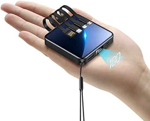 High-Capacity 12000 m Ah Portable Charger with Integrated Cables – 22.5 W Fast Charging Power Bank for i Phone 15, Samsung Galaxy & Tablets – Smart LED Display & Compact Design for Maximum Portability and Universal Compatibility