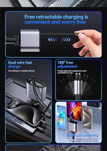Versatile 4-in-1 Fast Car Charger for i Phone, Galaxy & Pixel – Compact Dual USB Adapter with Enhanced Compatibility for Quick Power-Up on the Go