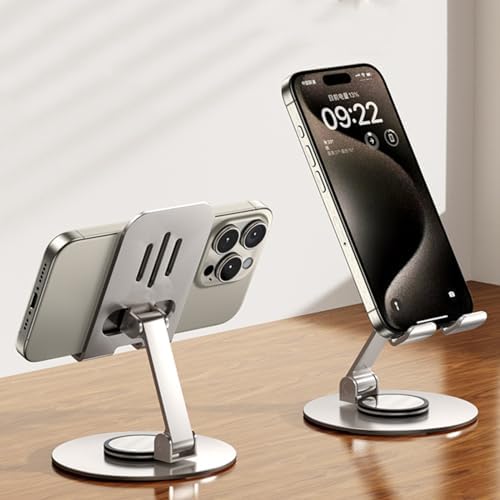 DEARART Cell Phone Stand, 360° Adjustable Phone Stand for Desk, Foldable Phone Holder Fully Carried Easily, Grey (Square Base) – Enhanced Compatibility and Speed