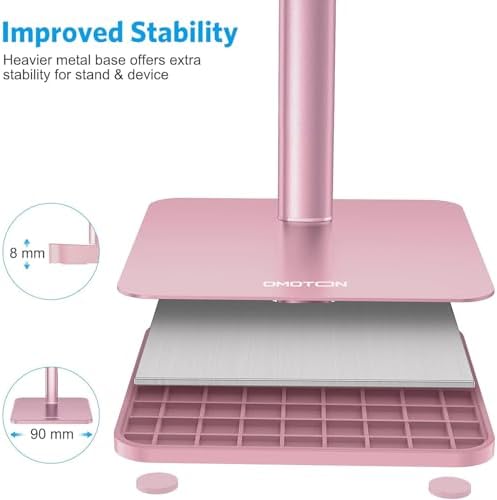 Cell Phone Stand, OMOTON Adjustable Angle Height Desk Phone Dock Holder for iPhone SE 2/11 / 11 Pro/XS Max/XR, Samsung Galaxy S20 / S10 / S9 / S8 and Other Phones (3.5-7.0-Inch), Rose Gold – Enhanced Compatibility and Speed