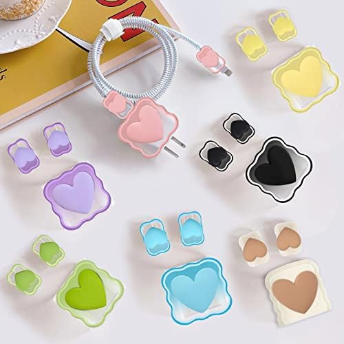 Charming Kawaii Waves DIY Cable Protector for i Phone Chargers – 3 D Love Heart Design, Durable Data Cable Saver for i Phone 11, 12, 13, 14, Pro Max, XS, XR, X, 7, 8 Plus – Lightweight & Easy to Install for Enhanced Charging Experience – Perfect i Phone Charger Accessory to Prevent Fraying and Damage
