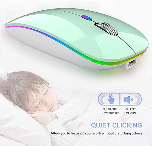 TENMOS Sleek LED Bluetooth Mouse – Ultra-Quiet Rechargeable Wireless Mouse with Type C Adapter for Laptops, Mac Books & i Pads – Bluetooth 5.1 & 2.4 GHz Universal Compatibility in Vibrant Blue – Perfect for Home, Office, and On-the-Go Productivity